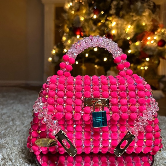 Pink Beaded Handbag - Picture 1 of 7
